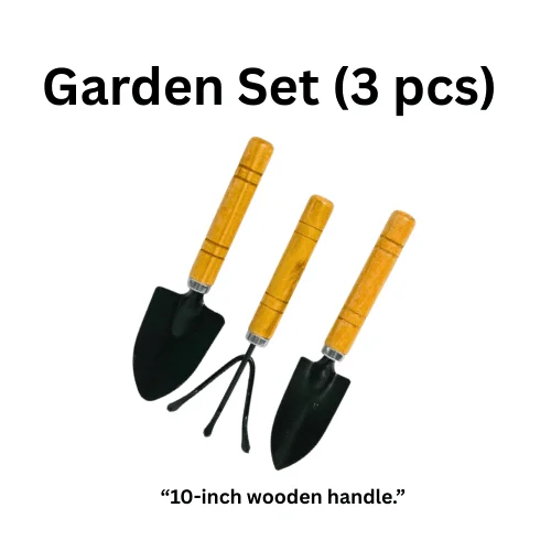 Premium Wood Handle Garden Tool Set - ৩ পিসের কাঠের হাতলযুক্ত প্রিমিয়াম গার্ডেন সেট