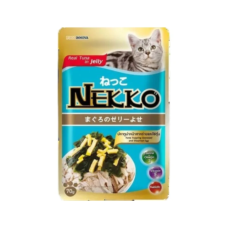 Nekko Adult Pouch Tuna Topping Seaweed & Steamed Egg in Jelly 70g | নেক্কো অ্যাডাল্ট ক্যাট ফুড