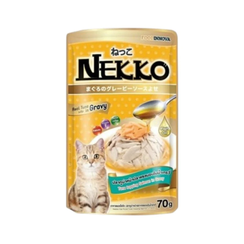 Nekko Adult Pouch Tuna Topping Salmon in Gravy 70g | নেক্কো অ্যাডাল্ট টুনা ও স্যামন ইন গ্রেভি ক্যাট ফুড