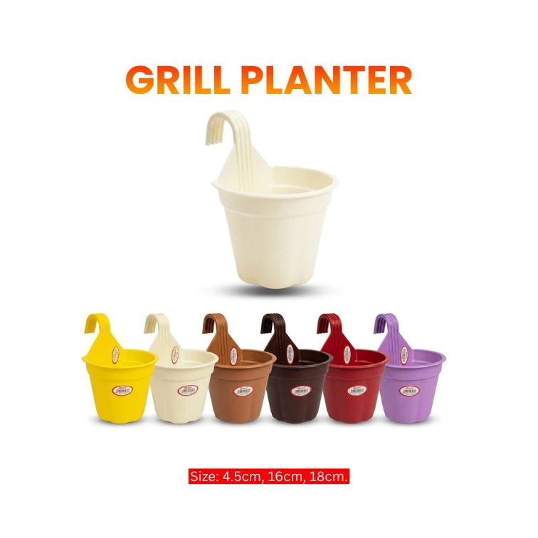 Premium Balcony Railing Grill Planter Hook Pot | AgroVally