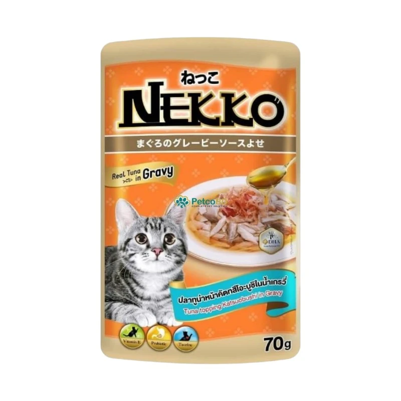 Nekko Adult Pouch Tuna Topping Katsuobushi in Gravy | নেক্কো অ্যাডাল্ট ক্যাট ফুড পাউচ